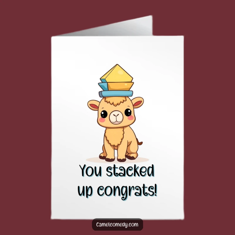 Free Printable Congrats Card: Balancing Camel - Funny Downloadable Gift!