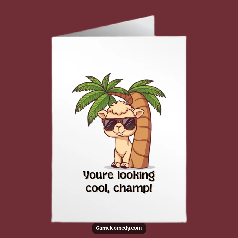 Free Printable Congrats Card: Kawaii Camel Cool Victory Peek Download
