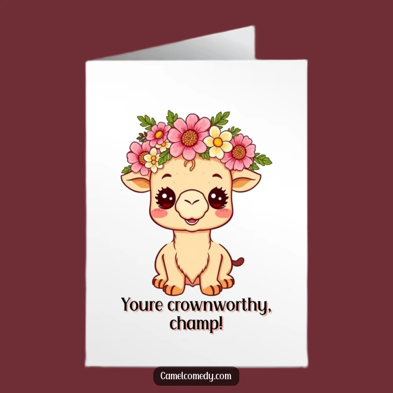 Free Printable Congrats Card: Kawaii Camel Flower Crown Amazing Downloadable Gift!