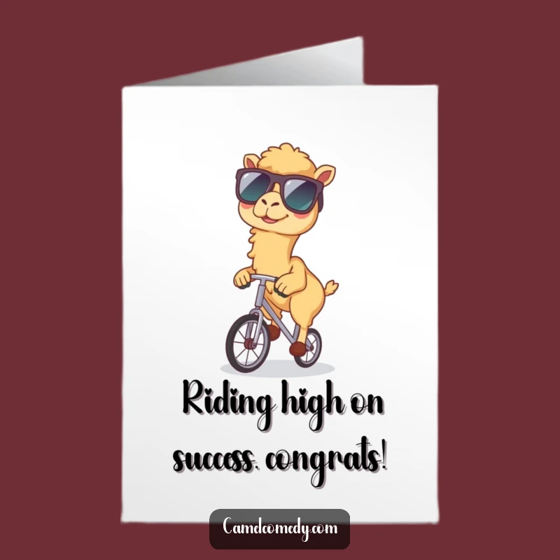 Free Printable Congrats Card: Unicycling Camel's Success, Funny Downloadable Gift