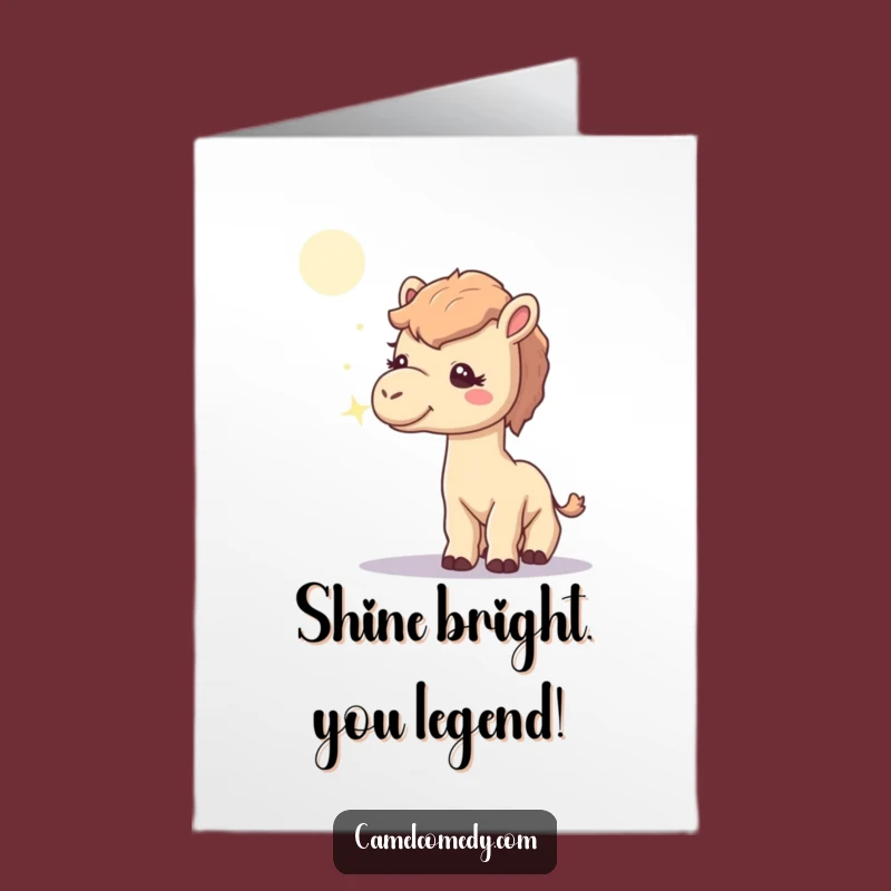 Free Printable Congratulations Card: Camel Sniffing Moonbeam - Unique Downloadable Gift