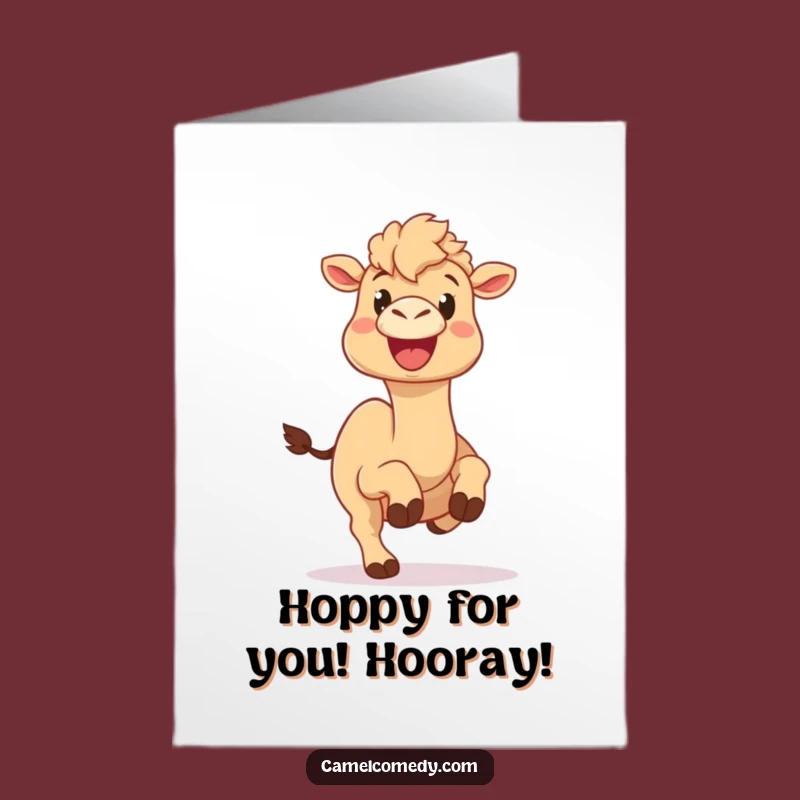 Free Printable Congrats Card: Hopping Camel, Funny Downloadable Celebration Gift
