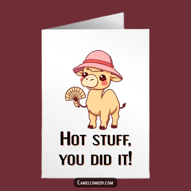 Free Printable Congrats Card: Kawaii Camel Cooling Down Success Download