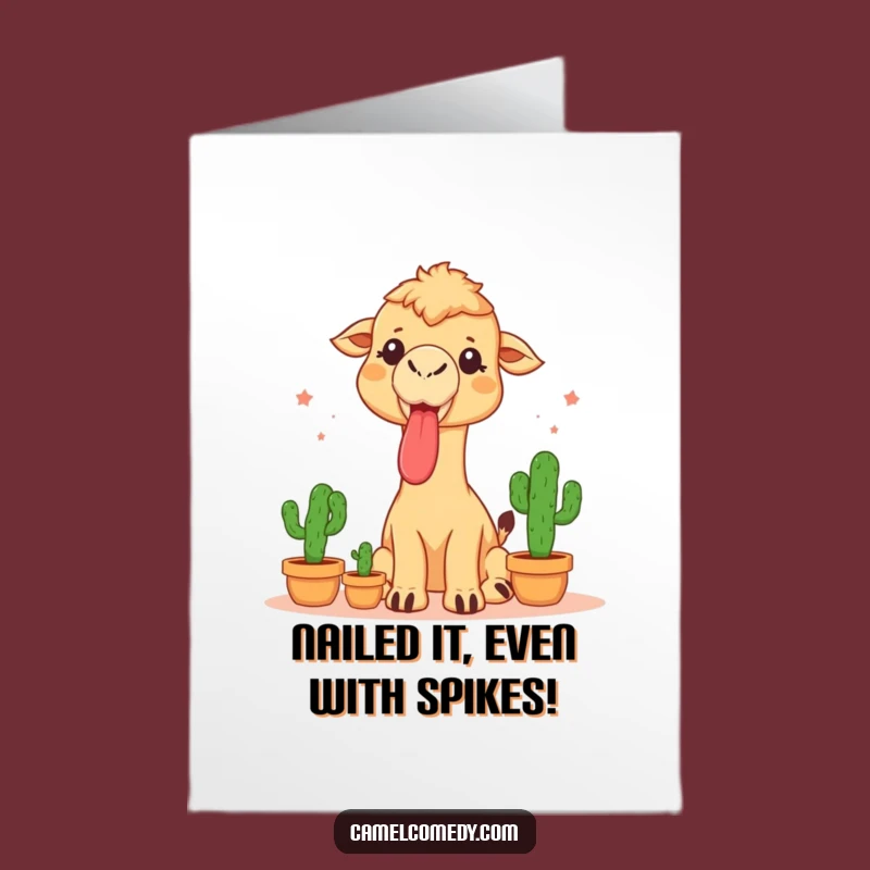 Free Printable Congrats Card: Juggling Camel, Humorous Downloadable Celebration