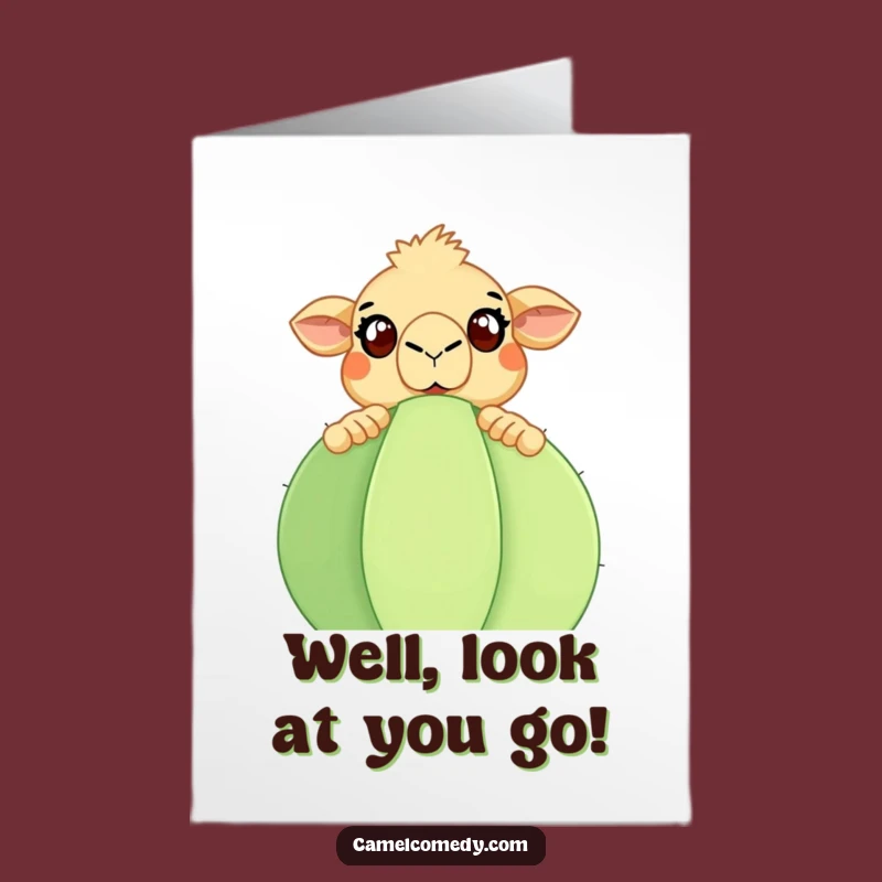 Free Printable Congrats Card: Camel Cactus Surprise, Witty Downloadable Message