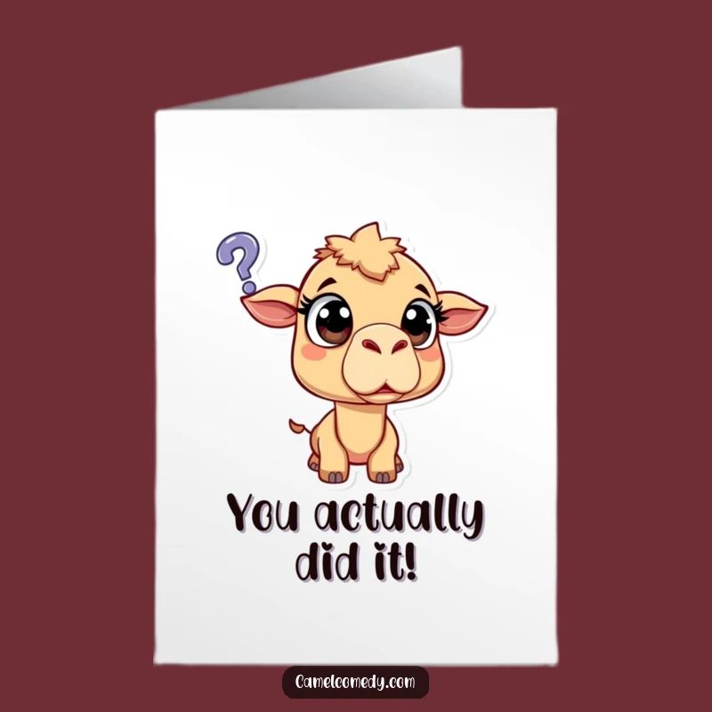 Free Printable Congrats Card: Surprised Camel, Perfect Downloadable Gift for Big News