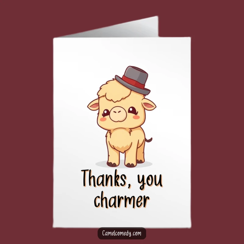Free Printable Camel Hat Tip Thank You Card: Funny Downloadable Gift of Politeness