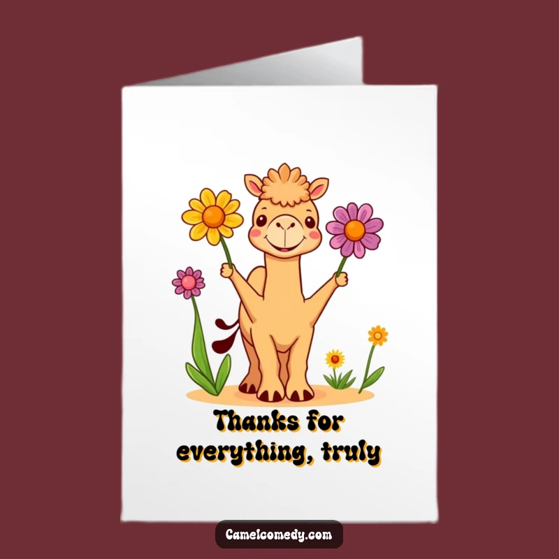 Free Printable Juggling Camel Thank You Card: Funny Downloadable Gift of Gratitude