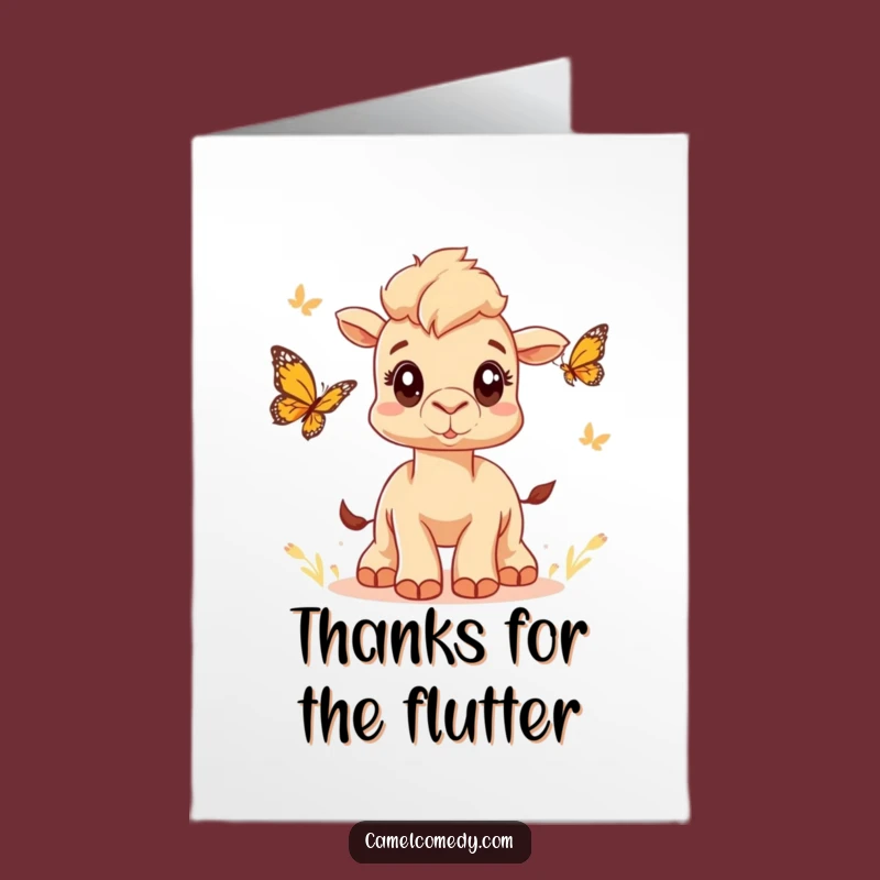 Free Printable Thank You Card: Camel Thanks Butterfly - DIY Downloadable Gift