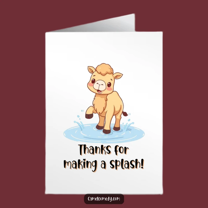 Free Printable Thank You Card: Humorous Camel Splashing, DIY Downloadable Gift