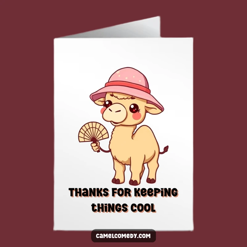 Free Printable Thank You Card: Kawaii Camel Fan Gratitude Download