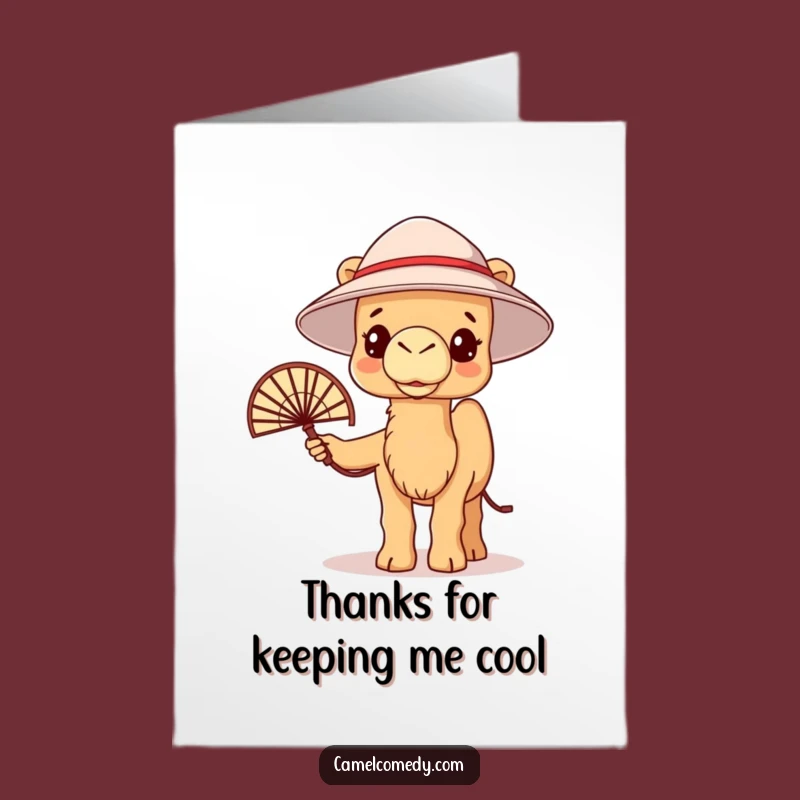 Funny Free Printable Thank You Card: Kawaii Camel Fan, Downloadable Gift of Thanks
