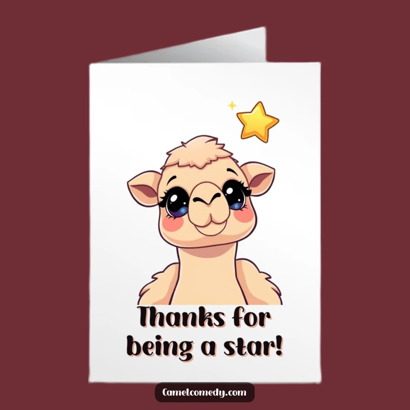 Free Printable Thank You Card: Camel & Star, Funny Downloadable Gift Appreciation