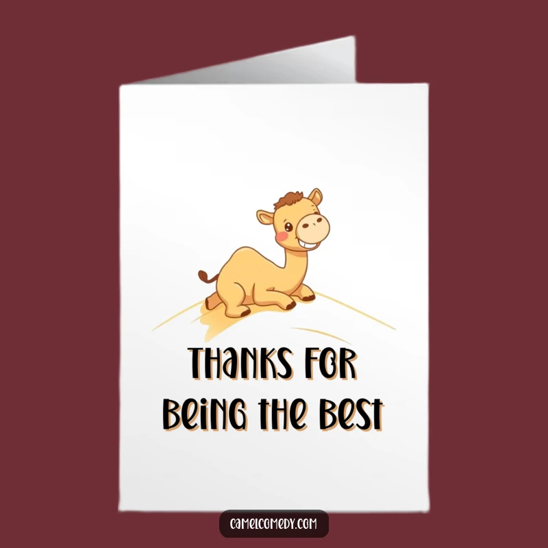 Free Printable Thank You Card: Kawaii Camel Sand Dune Slide Gratitude Download