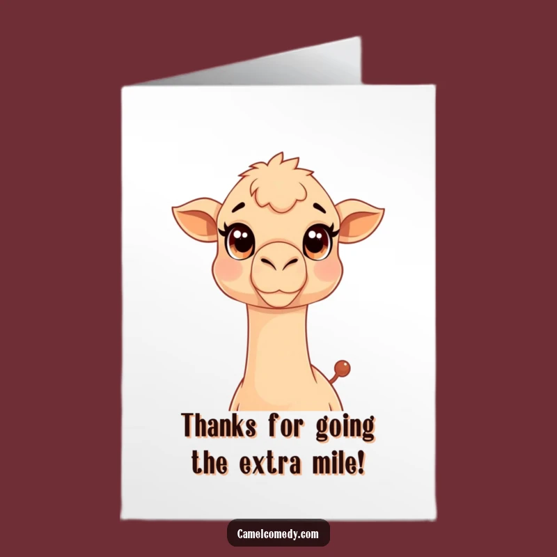 Free Printable Thank You Card: Adorable Kawaii Camel Neck Greeting, Thoughtful Humorous Downloadable Gift