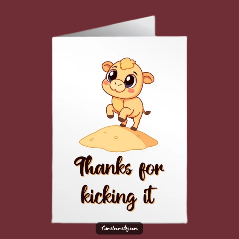 Free Printable Thank You Card: Funny Camel Kicking Sand, Perfect Downloadable Thankful Humor