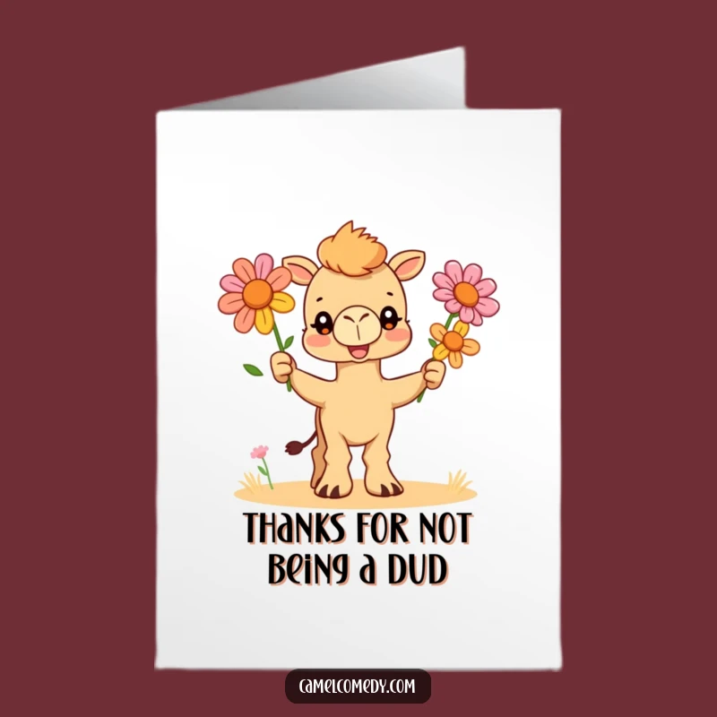 Free Printable Funny Camel Thank You Card - Blooming Flowers DIY Downloadable
