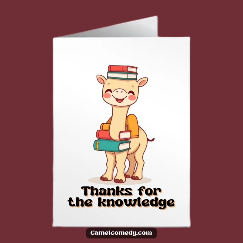 Free Printable Book Camel Thank You Card: Funny Downloadable Gift for a Wise Mentor
