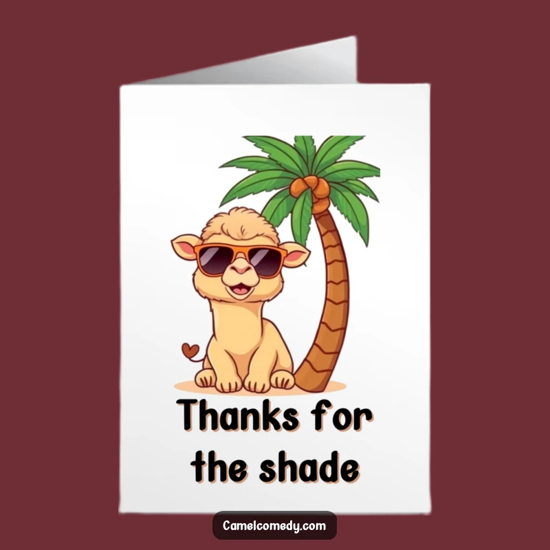 Funny Free Printable Thank You Card: Kawaii Camel Shades, Downloadable Gift of Thanks
