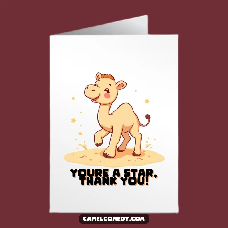 Free Printable Thank You Card: Playful Camel Stars Downloadable Gift