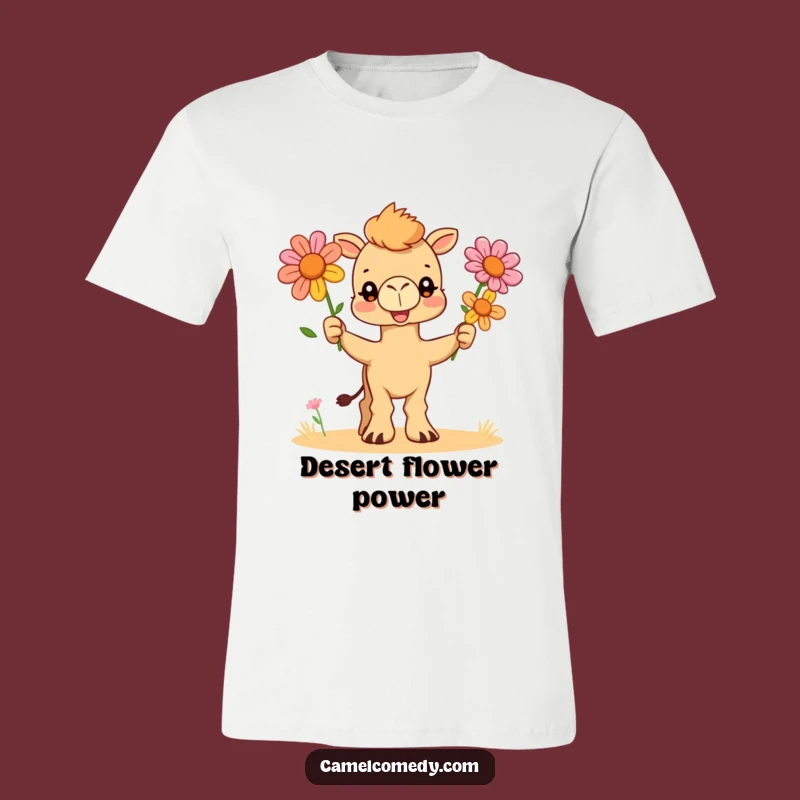 Funny Camel Juggler T-Shirt: Playful Desert Flower Shirt, Hilarious Gift for Humor Lovers