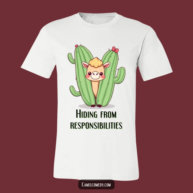Funny Kawaii Camel Cactus Hide Tee - Hilarious Desert Camel Gift