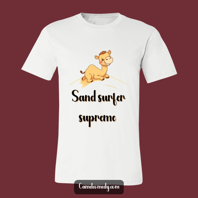 Funny Kawaii Camel Dune Sliding T-Shirt - Comical Desert Scene Tee