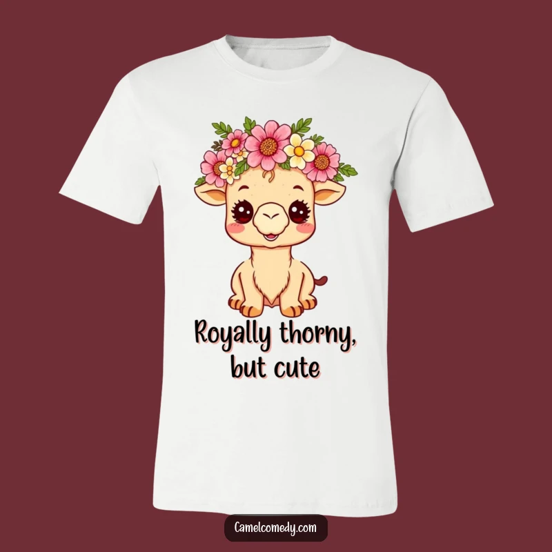 Funny Kawaii Camel T-Shirt - Beaming Royal Desert Flower Crown Tee